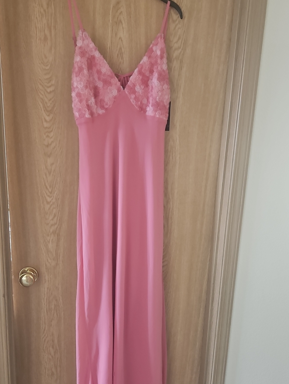 wild fable Pink Maxi Slip Dress with Lace Bodice